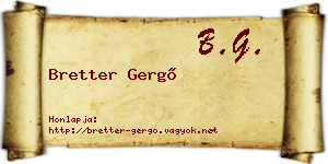 Bretter Gergő névjegykártya